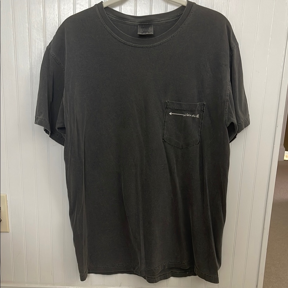 Pi Beta Phi Comfort Colors Dark Gray T-Shirt with Pocket